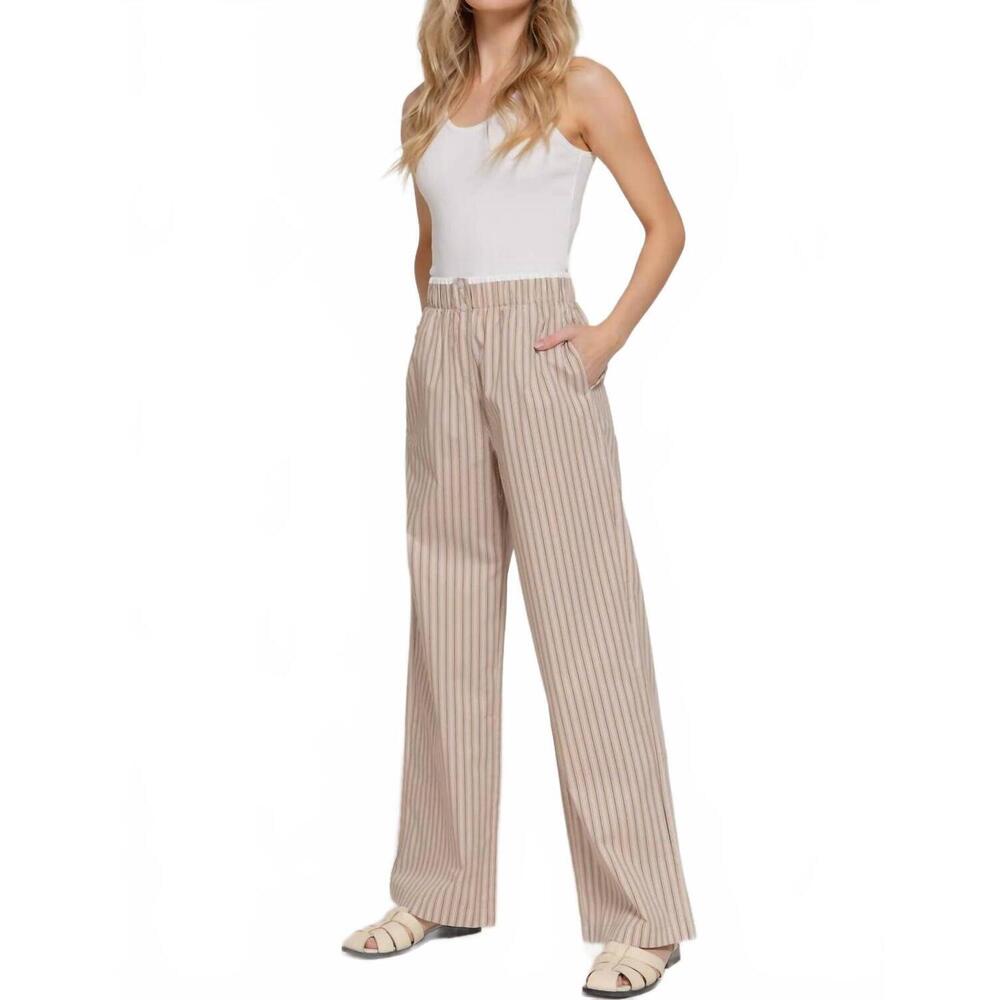 NEW ACTIVE USA lounge line contrast waist boxer straight pants in brown